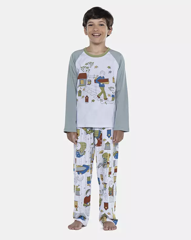 Pijama Masculino Kids Manga Longa e Calça