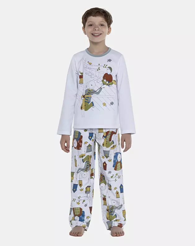 Pijama Masculino Kids Manga Longa e Calça Moletinho