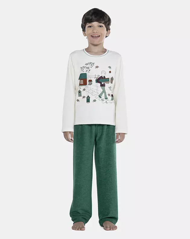 Pijama Masculino Kids Manga Longa e Calça Plush