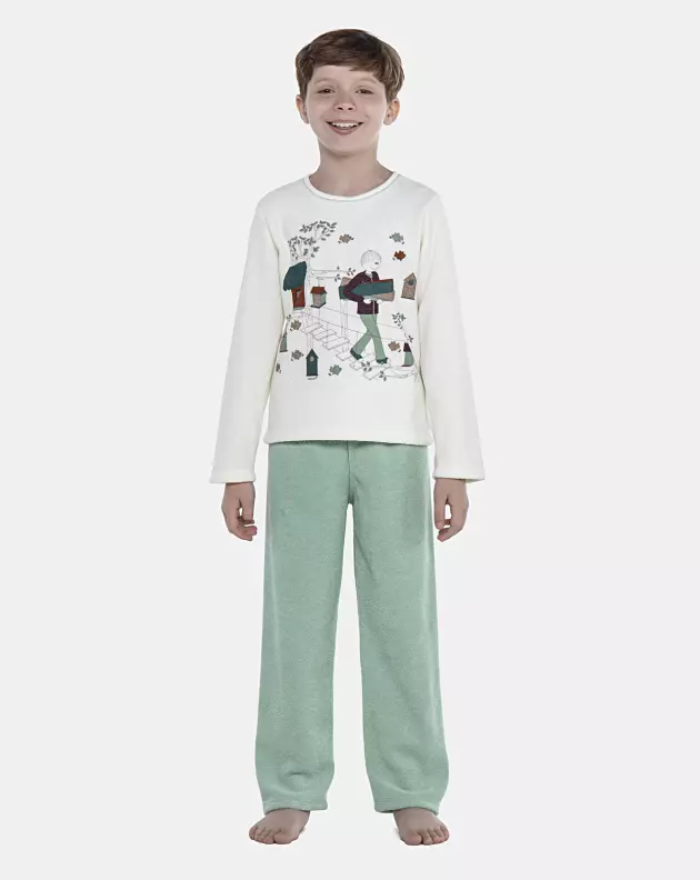 Pijama Masculino Kids Manga Longa e Calça Plush