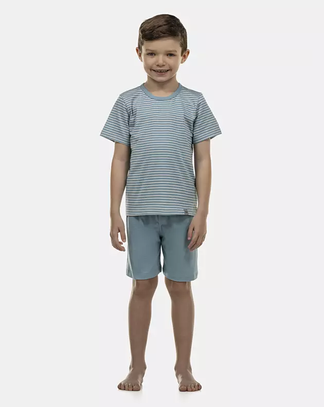 Pijama Masculino Kids Manga Curta e Bermuda