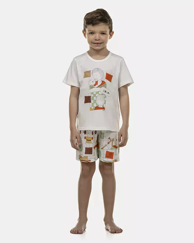 Pijama Masculino Kids Manga Curta e Bermuda