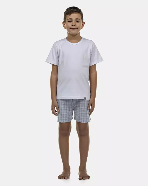 Pijama Masculino Kids Manga Curta e Short Tricoline