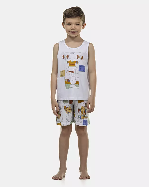 Pijama Masculino Kids  Regata e Bermuda
