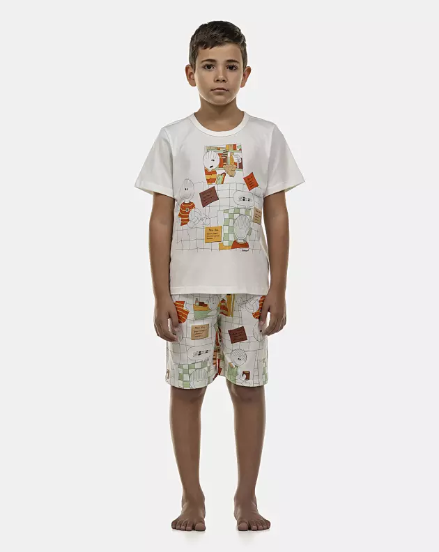 Pijama Masculino Kids Manga Curta e Bermuda