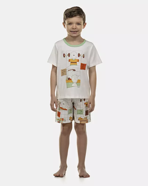 Pijama Masculino Kids Manga Curta e Bermuda
