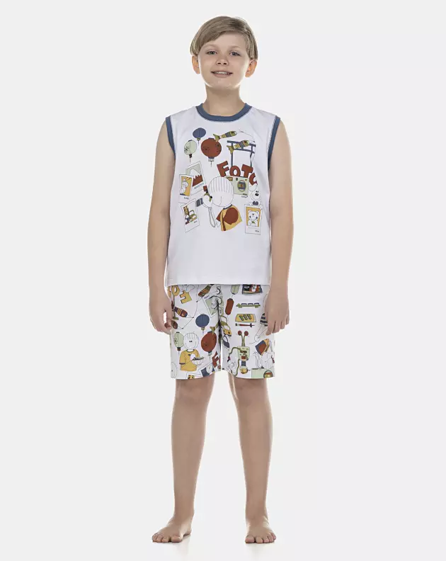 Pijama Masculino Kids Regata Machão e Bermuda