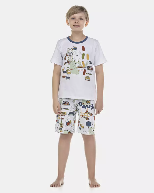 Pijama Masculino Kids Manga Curta e Bermuda