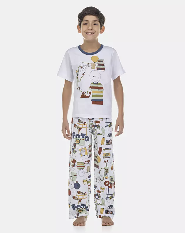 Pijama Masculino Kids Manga Curta e Calça