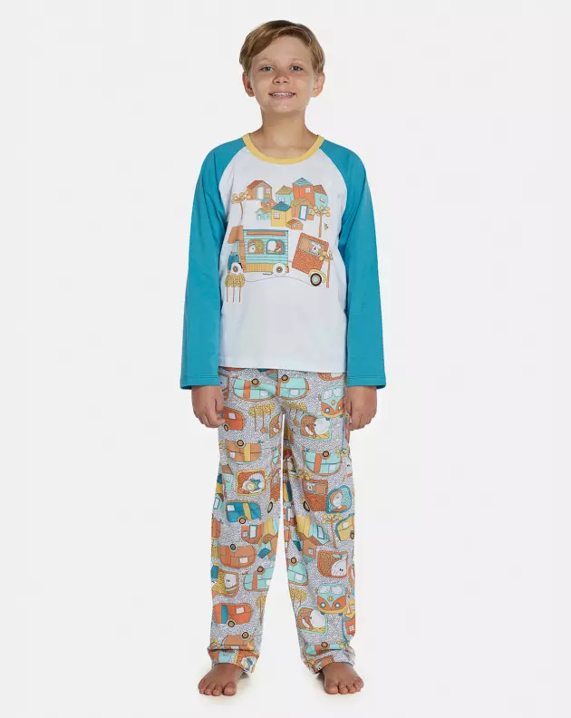 Pijama Masculino Kids Manga Longa e Calça