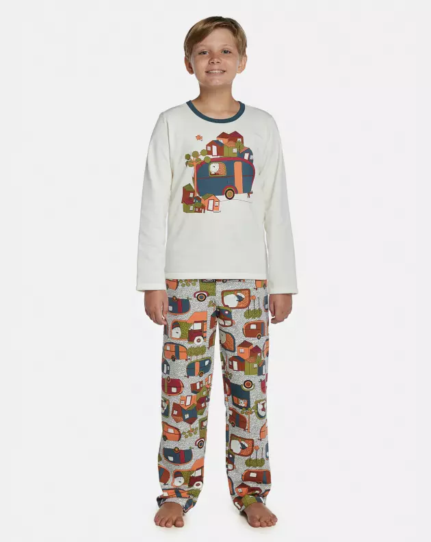Pijama Masculino Kids Manga Longa e Calça Moletinho