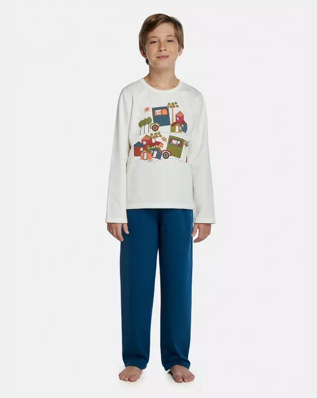 Pijama Masculino Kids Manga Longa e Calça Moletinho