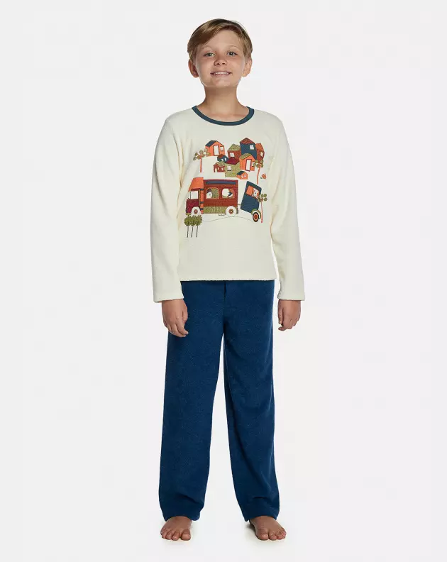 Pijama Masculino Kids Manga Longa e Calça Plush