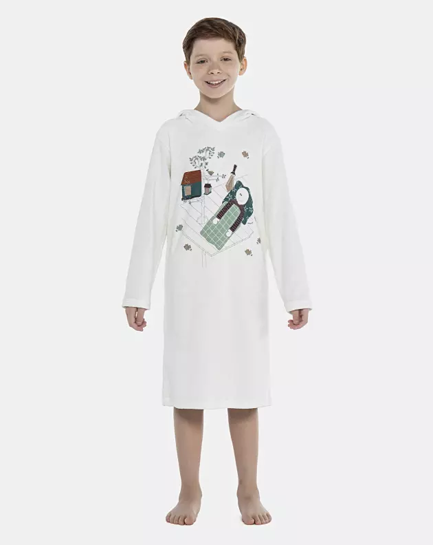 Roupão Masculino Kids Manga Longa Fechado Com Capuz Atoalhado