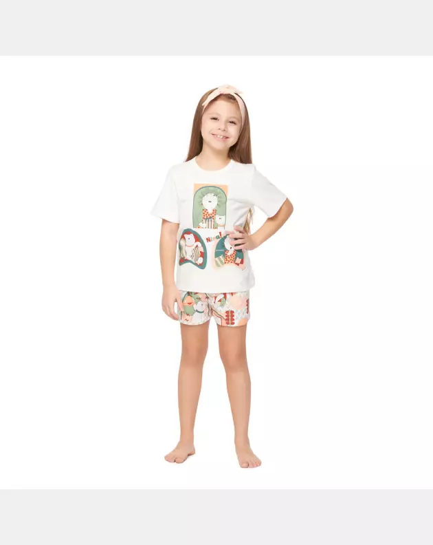 Pijama Feminino Kids Manga Curta e Short