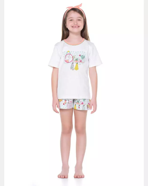 Conjunto Feminino Kids Manga Curta e Short