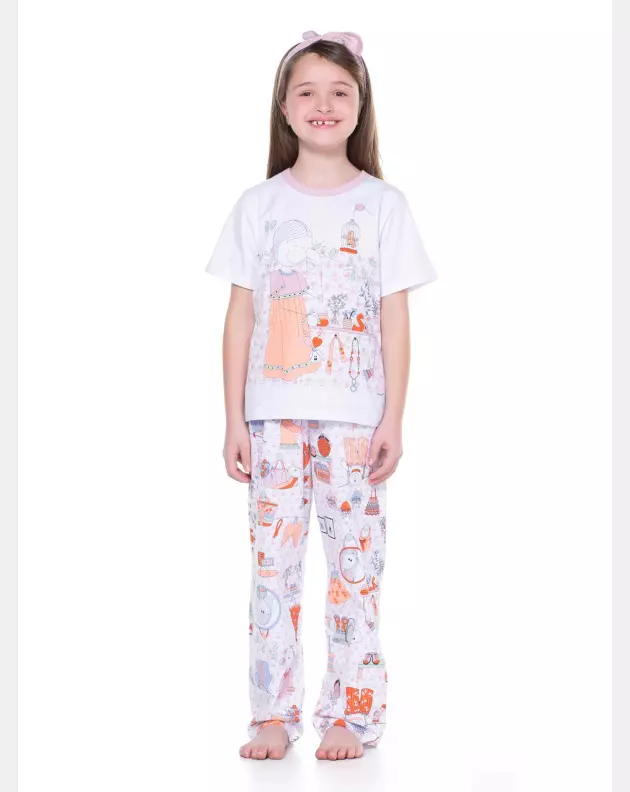 Pijama manga curta e calça