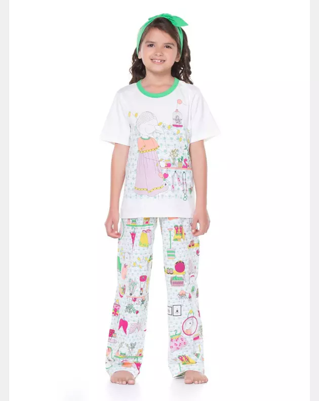 Pijama manga curta e calça
