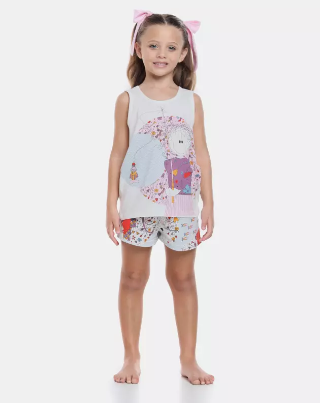 Pijama Feminino Kids Regata e Short