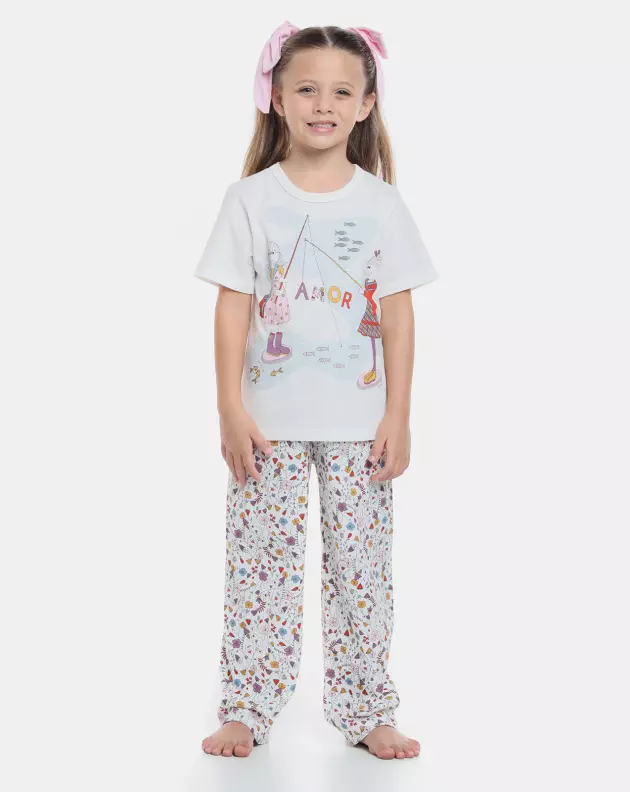 Pijama manga curta e calça 