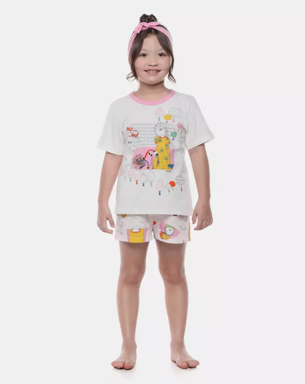 Pijama Feminino Kids Manga Curta e Short