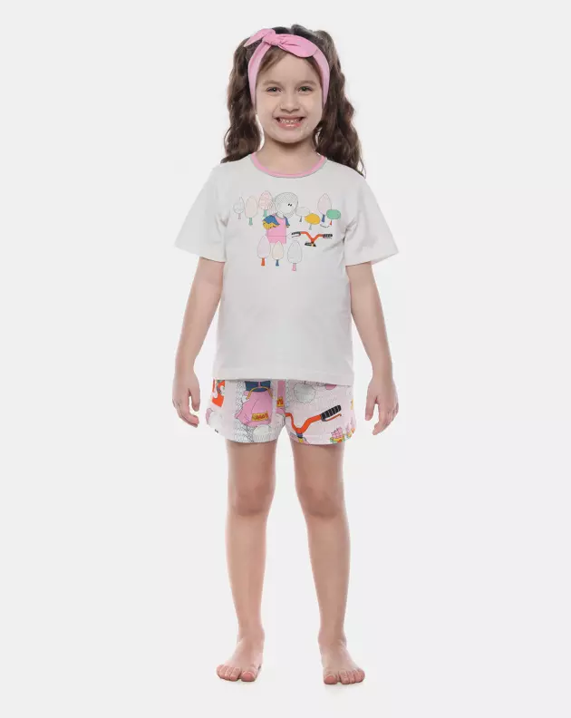 Pijama Feminino Kids Manga Curta e Short