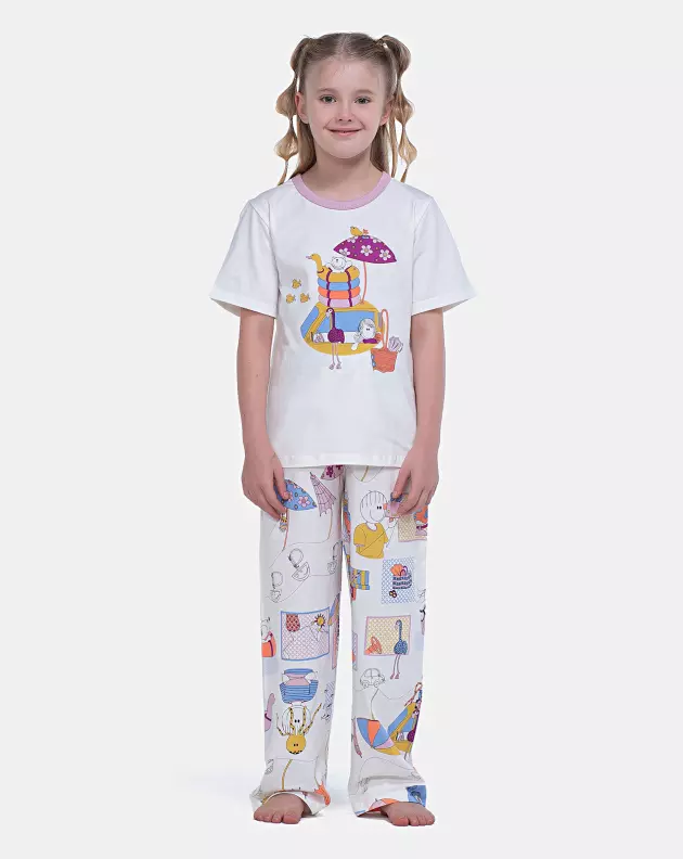 Sonhart | Comprar Pijama Feminino Infantil Manga Curta e Calça Pat e Nina