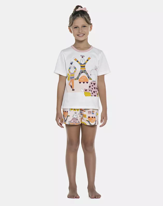 Pijama Feminino Kids Manga Curta e Short