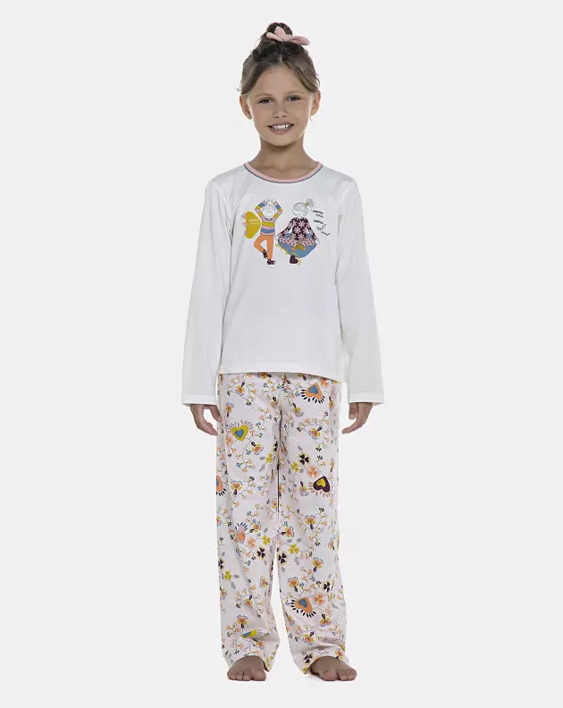 Pijama Feminino Kids Manga Longa e Calça