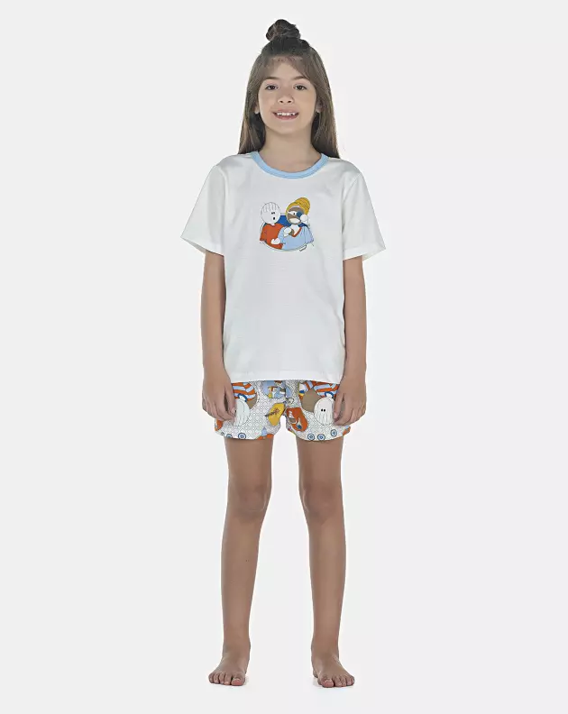 Pijama Feminino Kids Manga Curta e Short