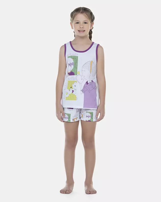 Pijama Feminino Kids Regata e Short