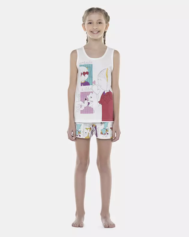 Pijama Feminino Kids Regata e Short