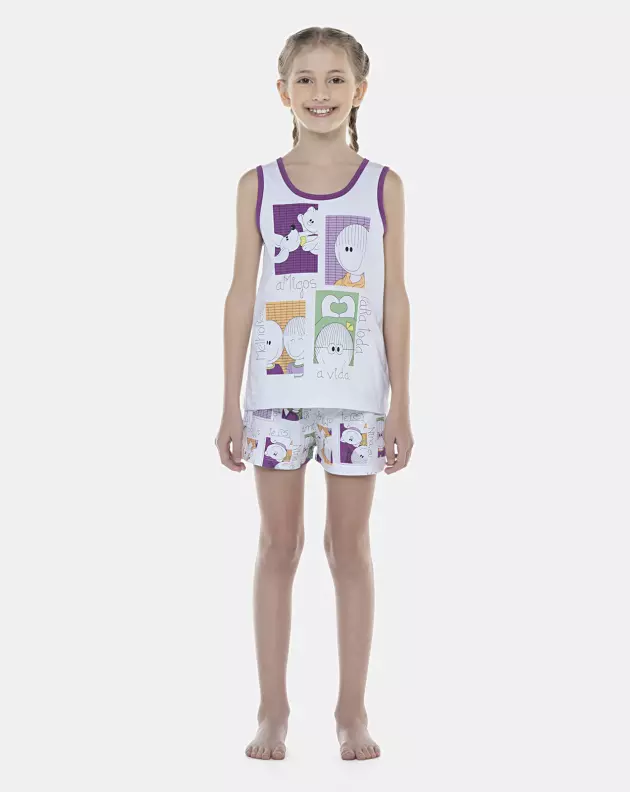 Pijama Feminino Kids Regata e Short