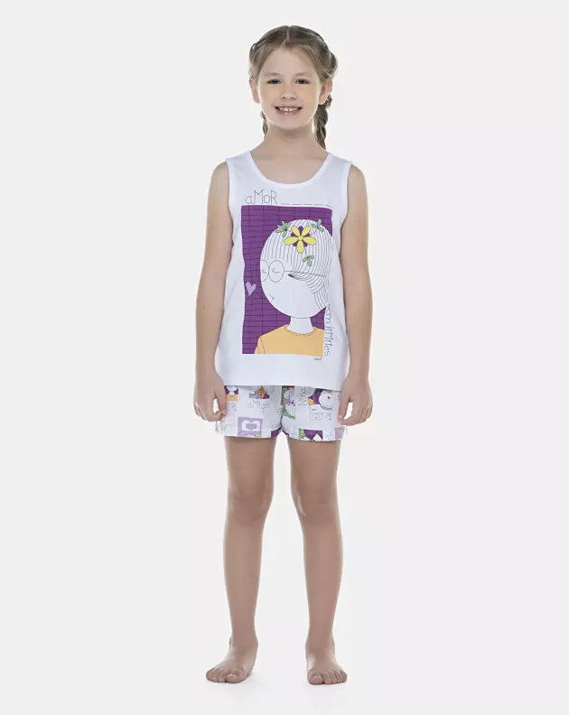 Pijama Feminino Kids Regata e Short
