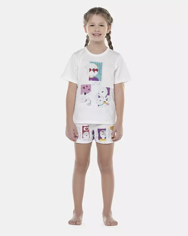 Pijama Feminino Kids Manga Curta e Short