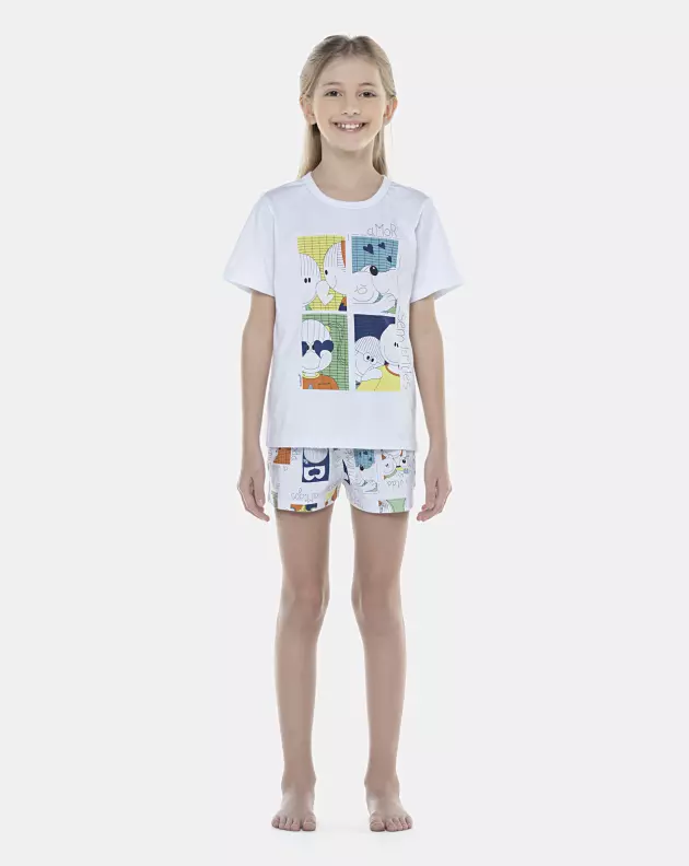 Pijama Feminino Kids Manga Curta e Short