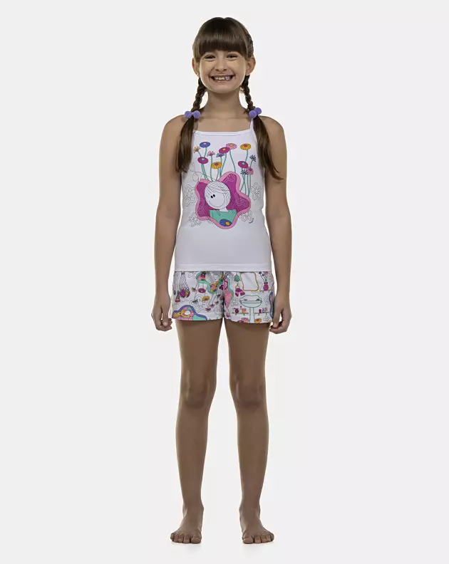 Pijama Feminino Kids Alça e Short