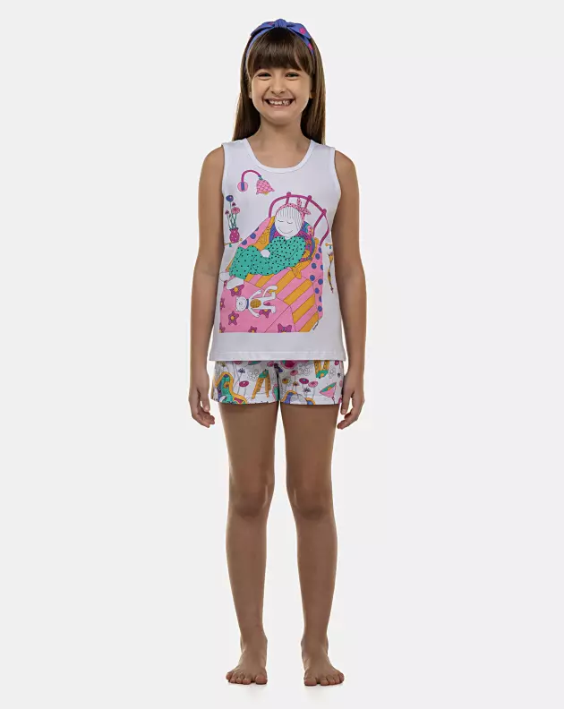 Pijama Feminino Kids Regata e Short