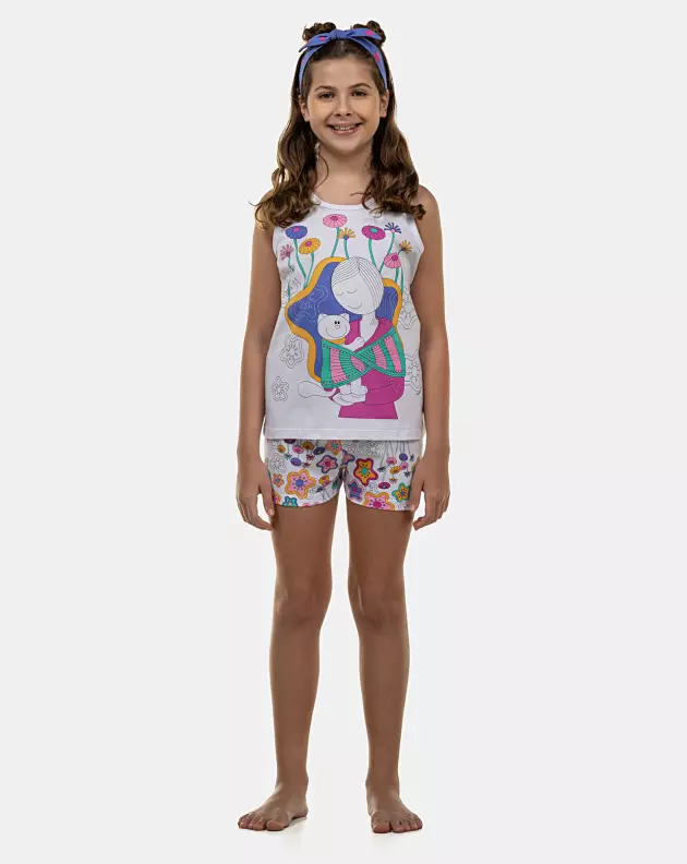 Pijama Feminino Kids Regata e Short
