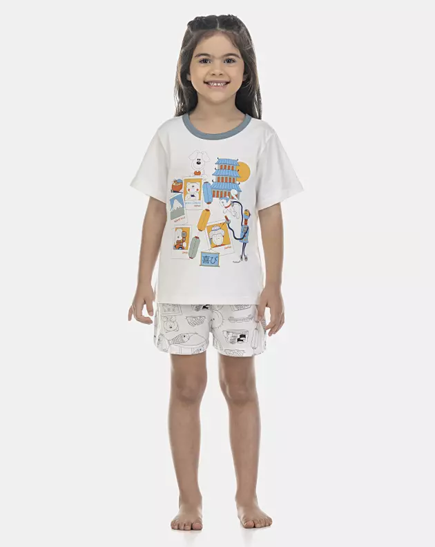 Pijama Feminino Kids Manga Curta e Short