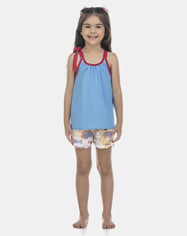 Pijama Feminino Kids Alça e Short