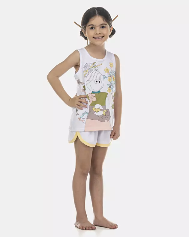 Pijama Feminino Kids Regata e Short Atoalhado