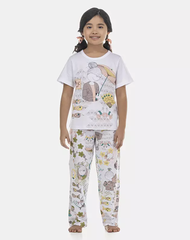 Pijama Feminino Kids Manga Curta e Calça