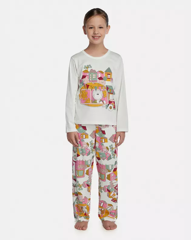 Pijama Feminino Kids Manga Longa e Calça