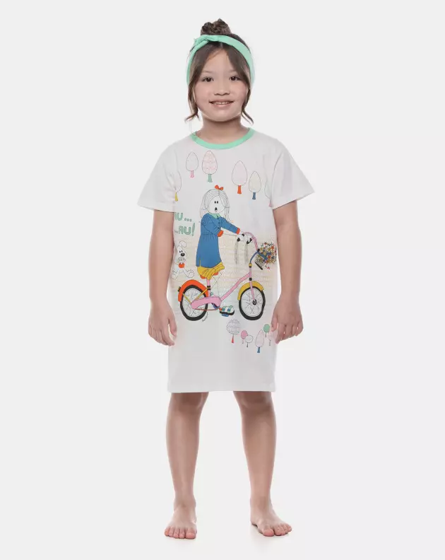Sonhart Pijama Camisão Feminino Infantil Manga Curta Pat e Ted