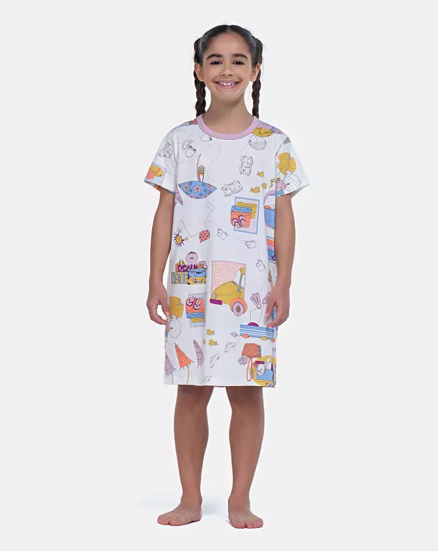Pijama Camisão Feminino Infantil Manga Curta