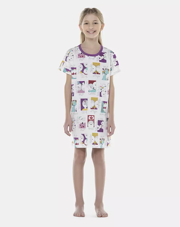Camisão Feminino Kids Manga Curta
