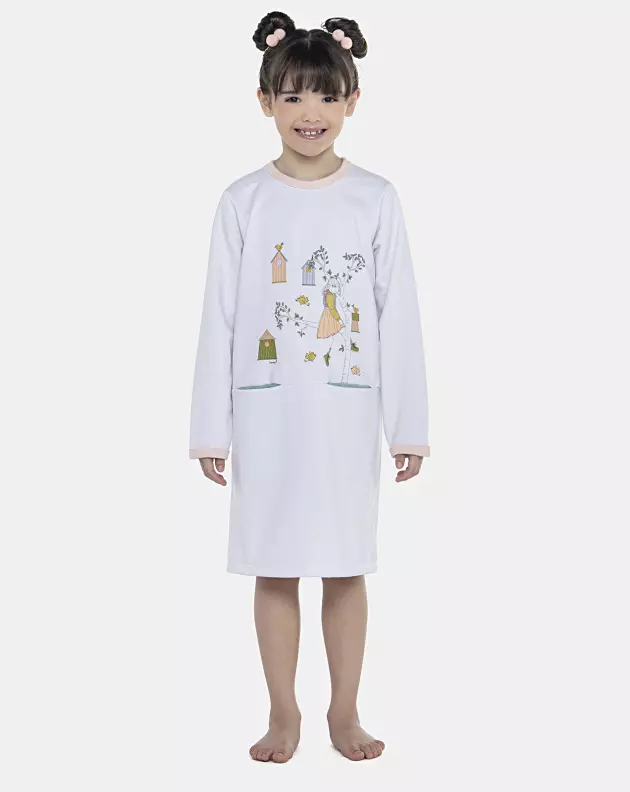 Camisão Feminino Kids Manga Longa Com Bolsos Moletinho