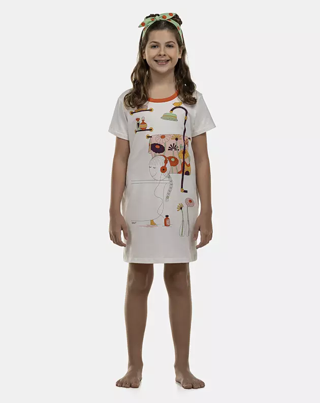 Camisão Feminino Kids Manga Curta