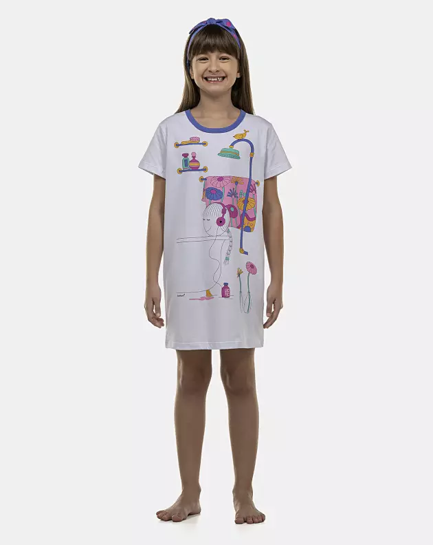 Camisão Feminino Kids Manga Curta